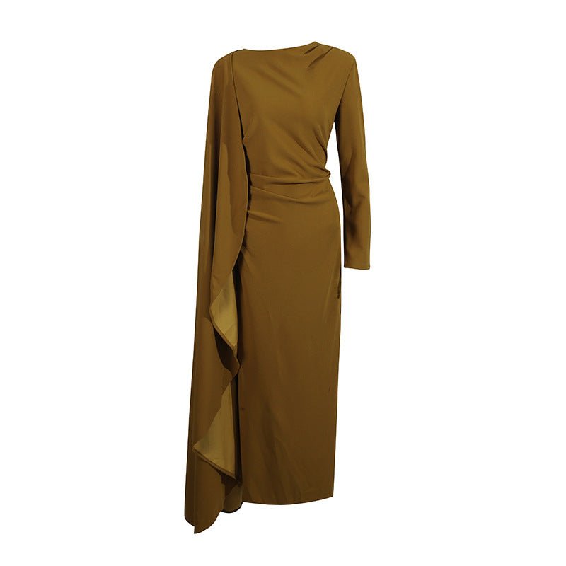 Asymmetric Cape Gown with Back Slit(MS216)