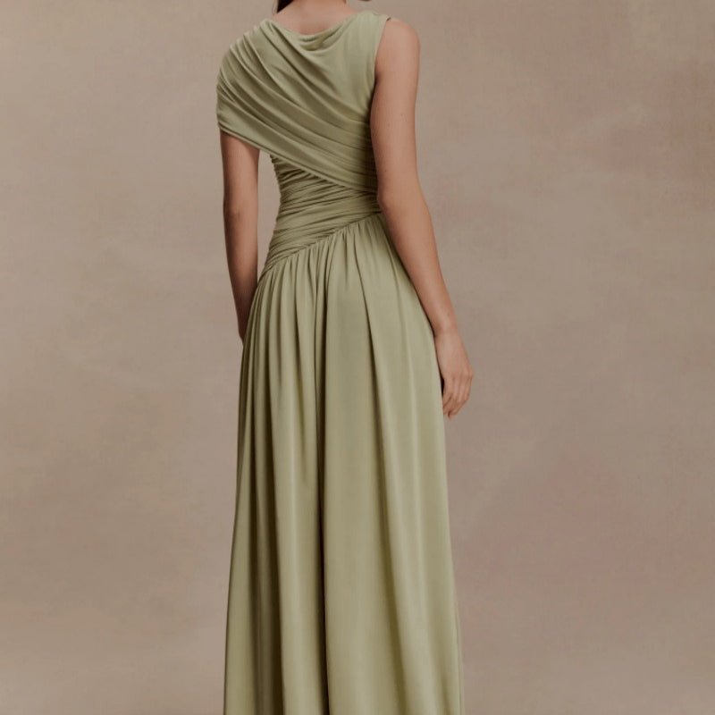 Asymmetric Draped Maxi Dress(MS352)