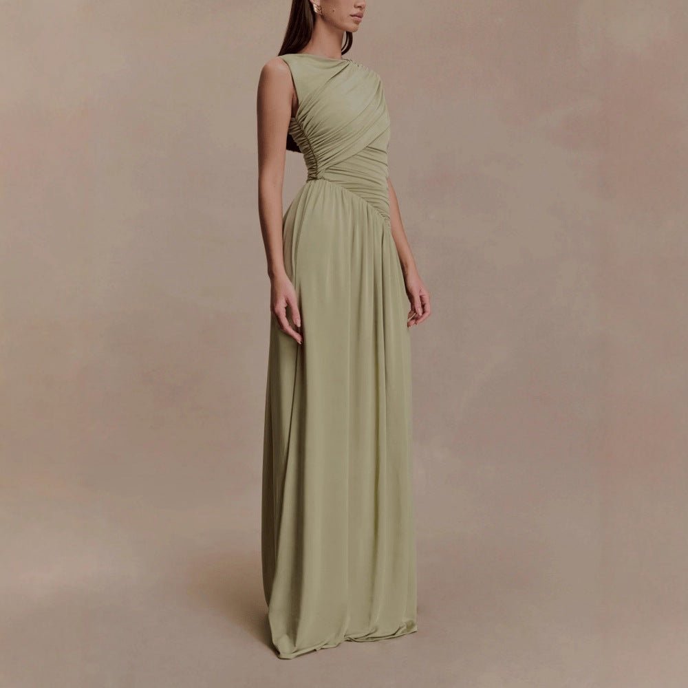 Asymmetric Draped Maxi Dress(MS352)