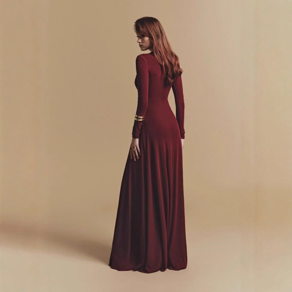 Asymmetric Ruched Gown with Diagonal Draping(MS262)