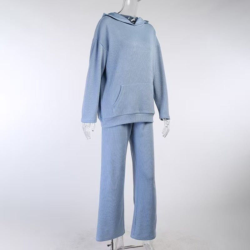 Athletic Hoodie & Pants Set | Wide Sleeve Sweatshirt with Pockets & Drawstring Pants(MS141)