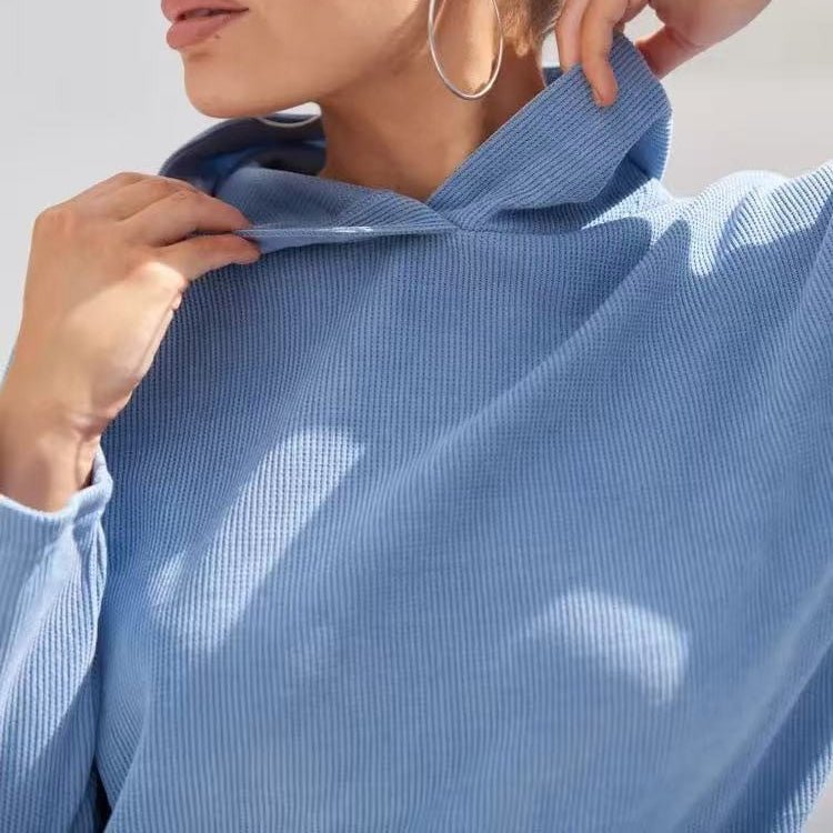 Athletic Hoodie & Pants Set | Wide Sleeve Sweatshirt with Pockets & Drawstring Pants(MS141)