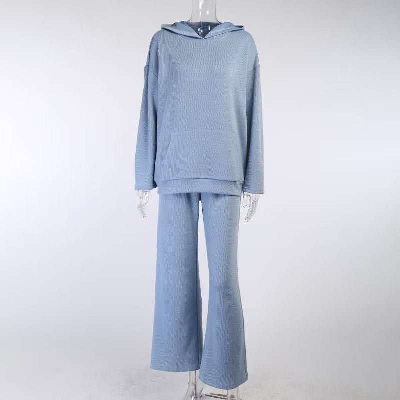 Athletic Hoodie & Pants Set | Wide Sleeve Sweatshirt with Pockets & Drawstring Pants(MS141)