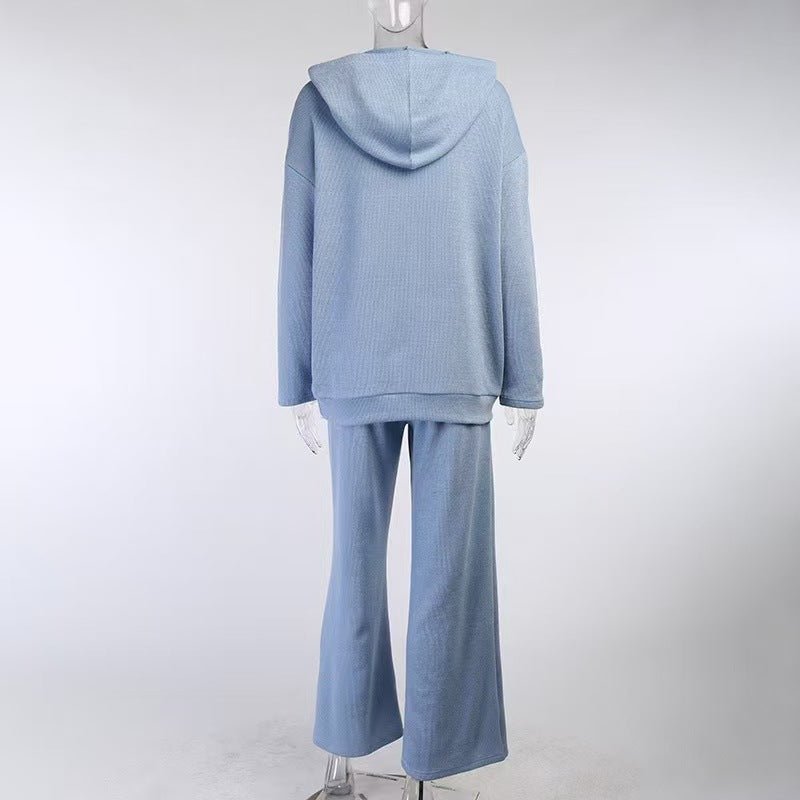 Athletic Hoodie & Pants Set | Wide Sleeve Sweatshirt with Pockets & Drawstring Pants(MS141)