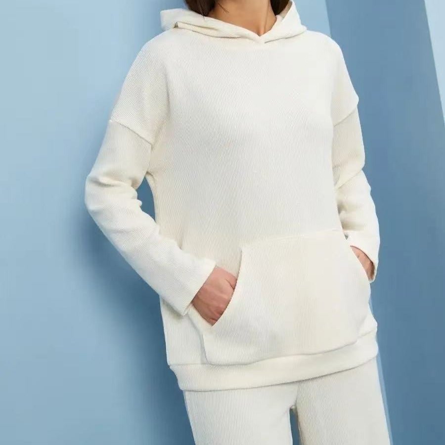 Athletic Hoodie & Pants Set | Wide Sleeve Sweatshirt with Pockets & Drawstring Pants(MS141)