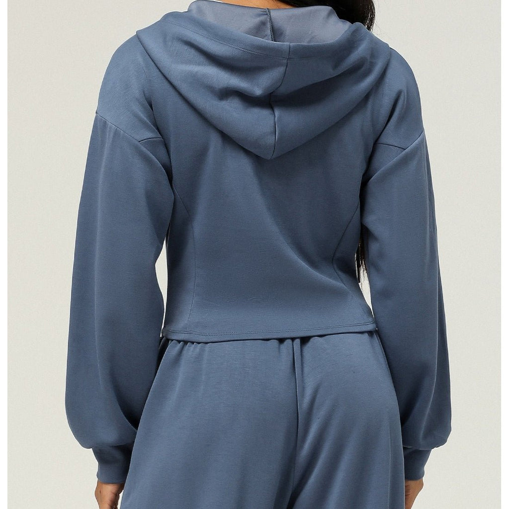 Athletic Zip-Up Hoodie Jacket | Cinched Waist Yoga Top with Pockets(MS169)