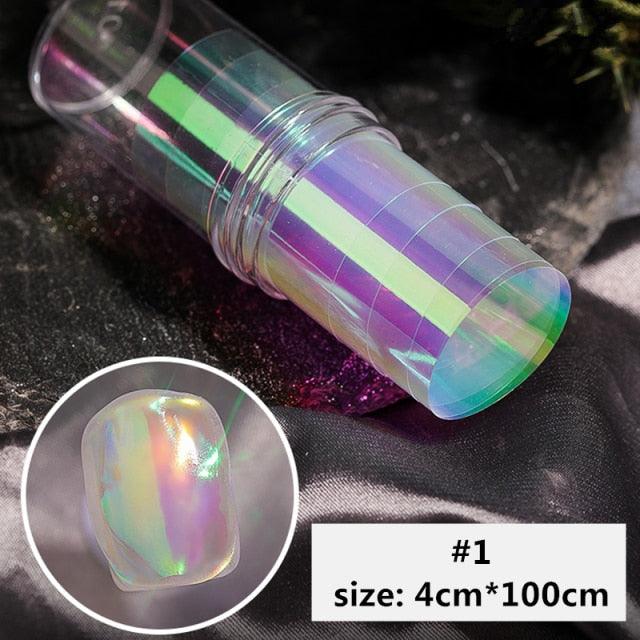 Aurora Nails Glass Foil Film Sticker Cellophane Paper Korean Nail Trend Design Ice Cube Manicure Accessories Heart Nail Art Stickers Glitter Decals Decoration Stickers Glitter Decals Love Nail Sequins Laser Heart Nail Supplies Sparkle Nail