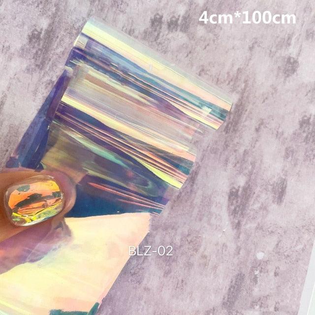 Aurora Nails Glass Foil Film Sticker Cellophane Paper Korean Nail Trend Design Ice Cube Manicure Accessories Heart Nail Art Stickers Glitter Decals Decoration Stickers Glitter Decals Love Nail Sequins Laser Heart Nail Supplies Sparkle Nail