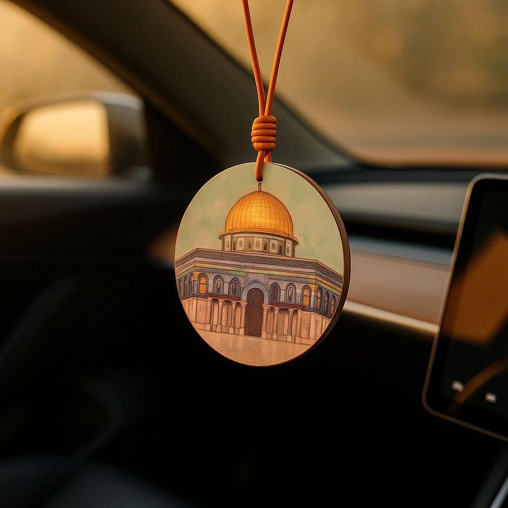 Handcrafted Islamic Car Mirror Hanger | Premium Leather Islamic Car Ornament with Geometric (MAC260)