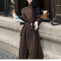 Autumn Long Coat with Wide Lapel | Belted Maxi Jacket(MS145)