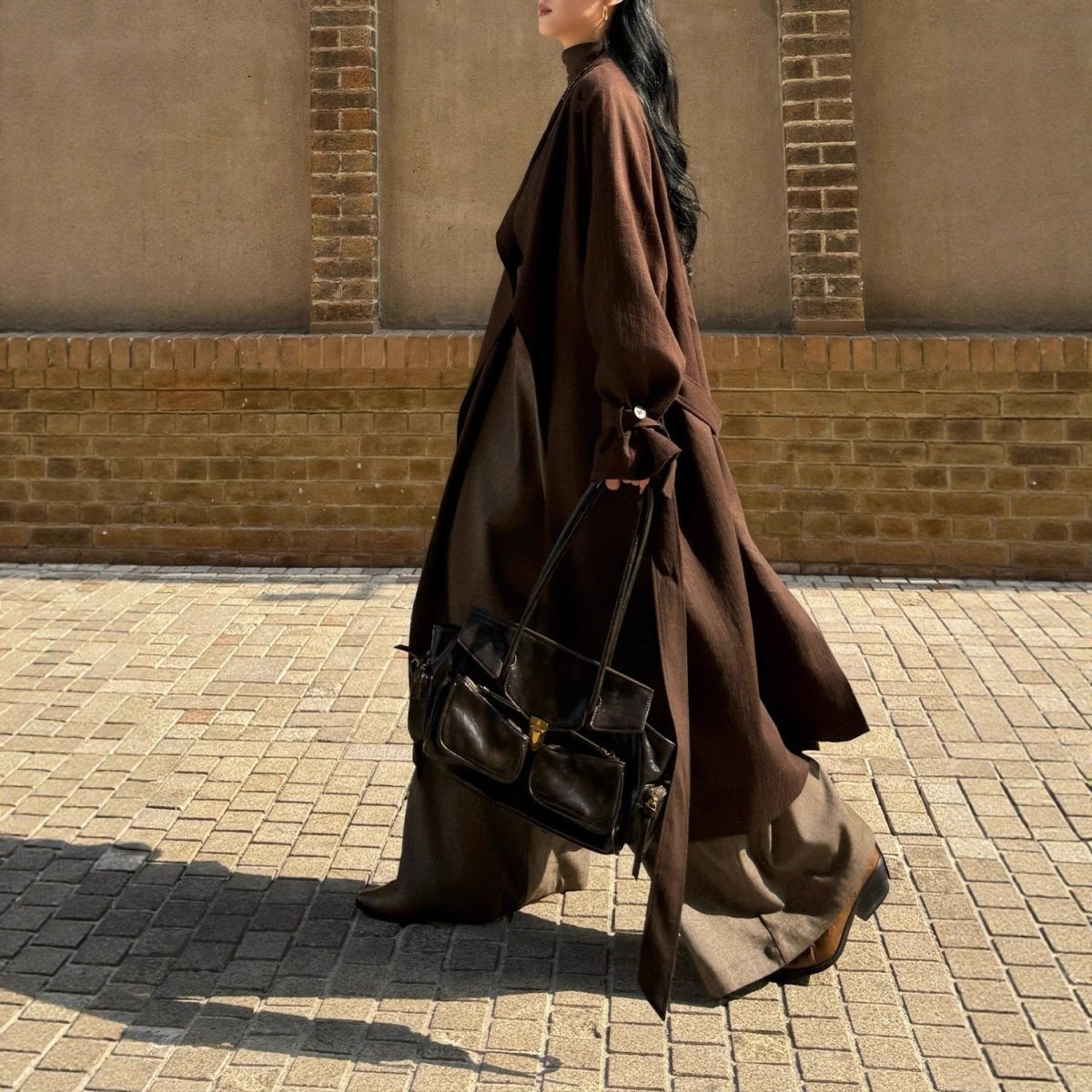 Autumn Long Coat with Wide Lapel | Belted Maxi Jacket(MS145)