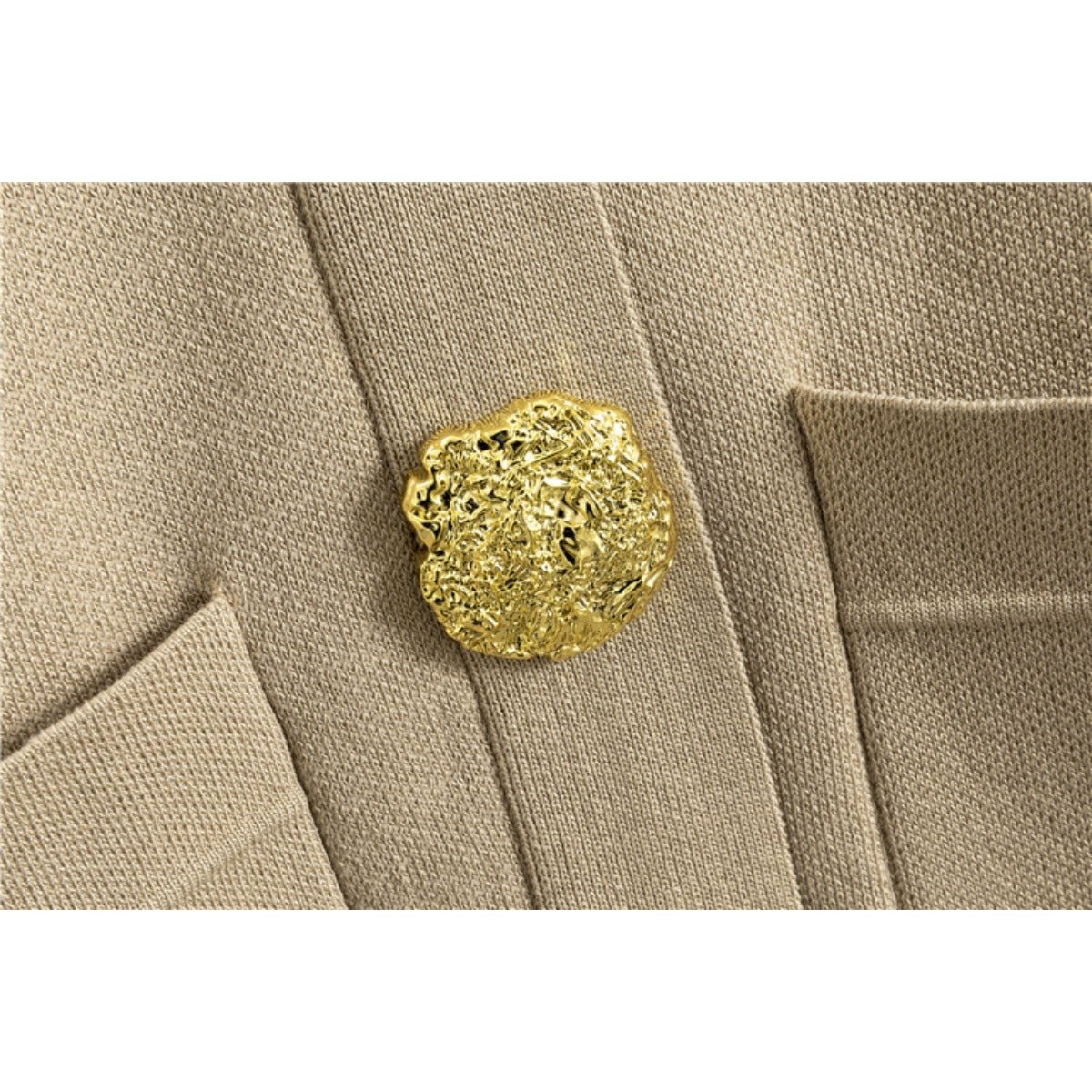 Autumn-Winter Knit V-Neck Gold Button Cardigan Two-Piece Set (MS089)