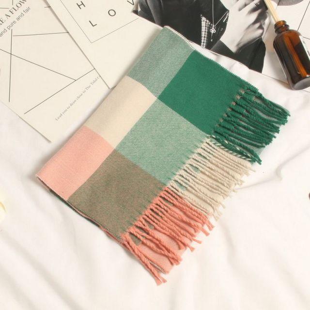 Autumn Winter Luxury Soft Men's Plaid Lightweight Scarf Elegant Thicken Wrap Shawl Ladies Lightweight Escharpe Soft Wool Elegant Neckwear Cashmere Scarf Long Thick Warm Unisex For Women Men