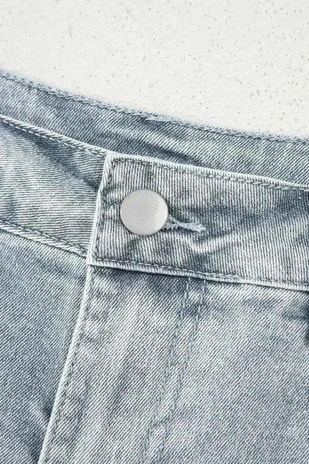 Sail Blue Scalloped Hemline Light Wash Denim Shorts