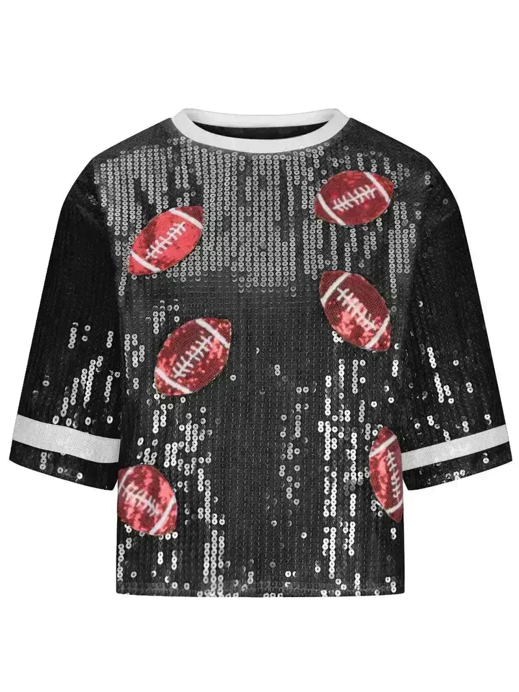 Sequin Football Top - Sparkling Half-Sleeve Blouse | Femstylo