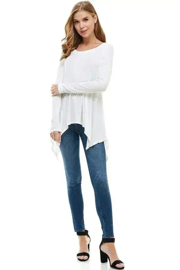 Women's Long-Sleeve Asymmetrical Hem Top