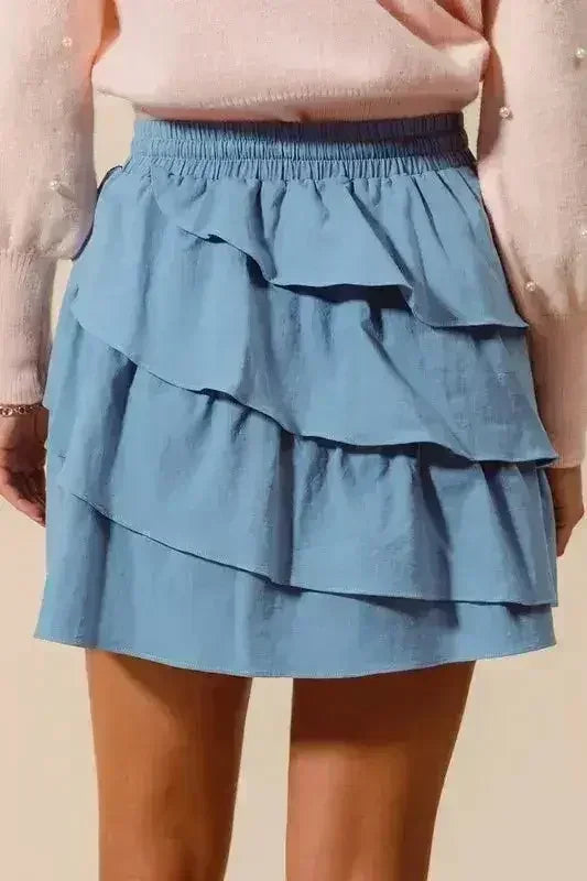 SO ME Asymmetrical Ruffled Game Day Skirt