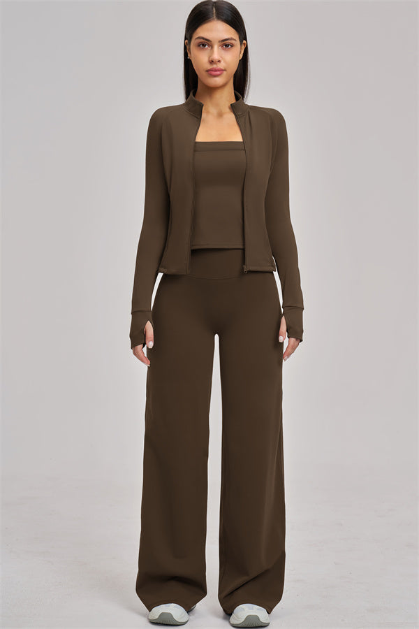 The Swoon Jacket Tank Top Flared Leggings 3-Piece Set