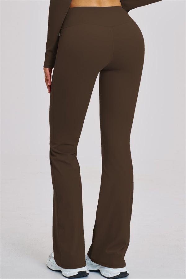 The Zestful Long Sleeve Crop Top Flared Leggings 2-Piece Set