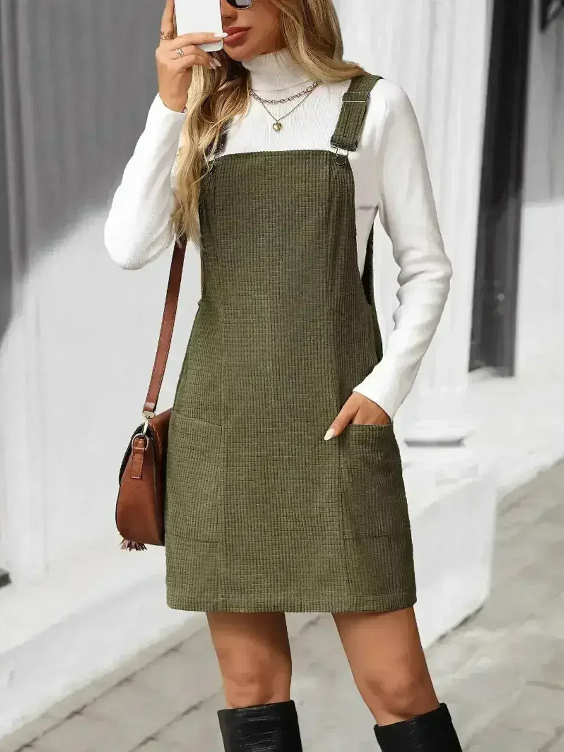 Texture Sleeveless Mini Dress with Pockets