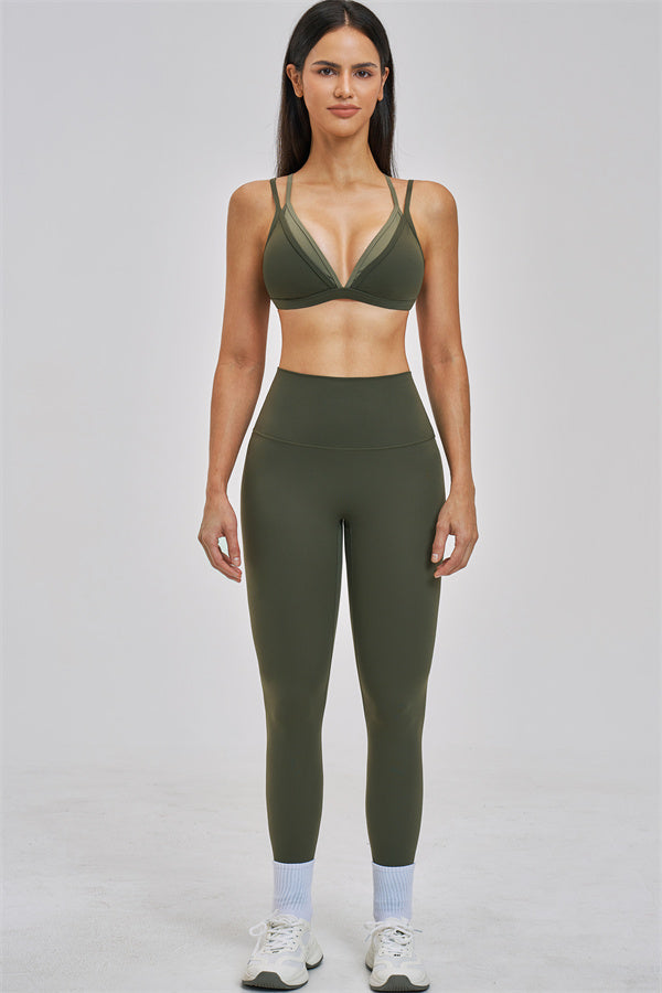 The Seraphine Layered V Sports Bra Leggings 2-Piece Set