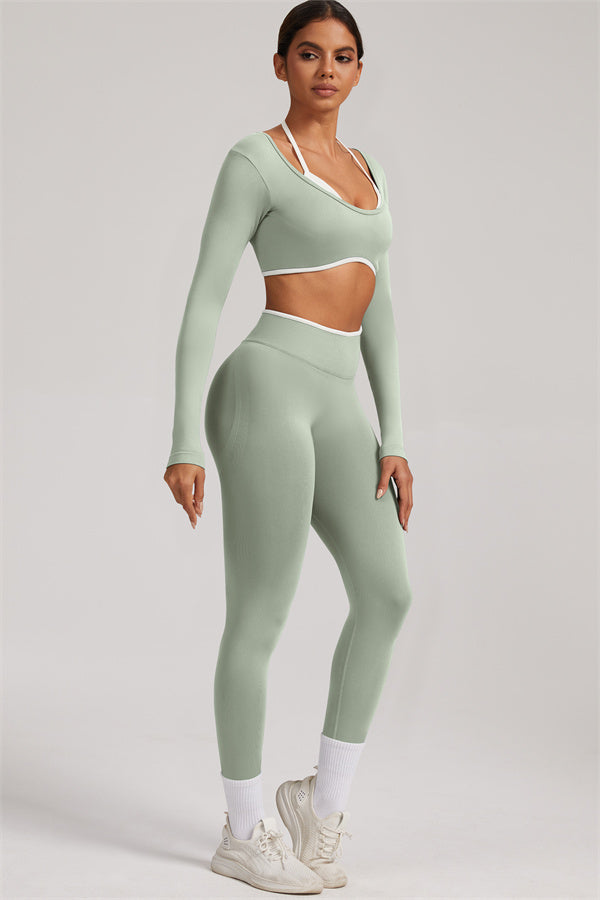The Elevate New Long Sleeve Crop top Leggings 2-Piece Set