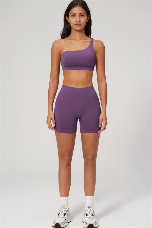 The Empower One-Shoulder Sports Bra Shorts 2-Piece Set