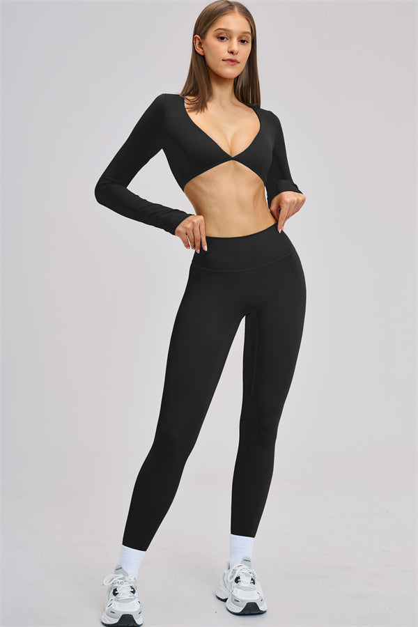 The Zestful Long Sleeve Crop Top Leggings 2-Piece Set
