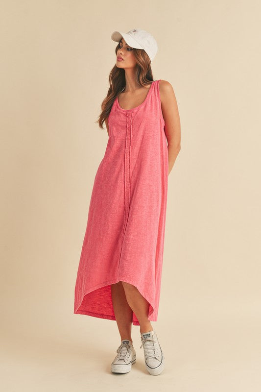 High-Low Hem Scoop Neck Midi Tank Dress For Women – Trendy, Versatile & Comfortable for Any Occasion