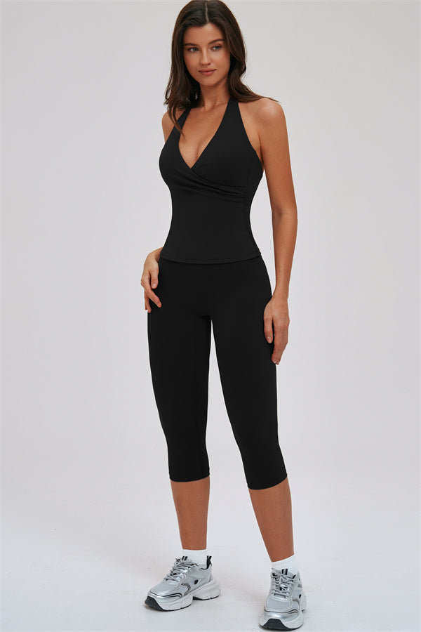 The Twirl Halter Tank Top Capri Leggings 2-Piece Set