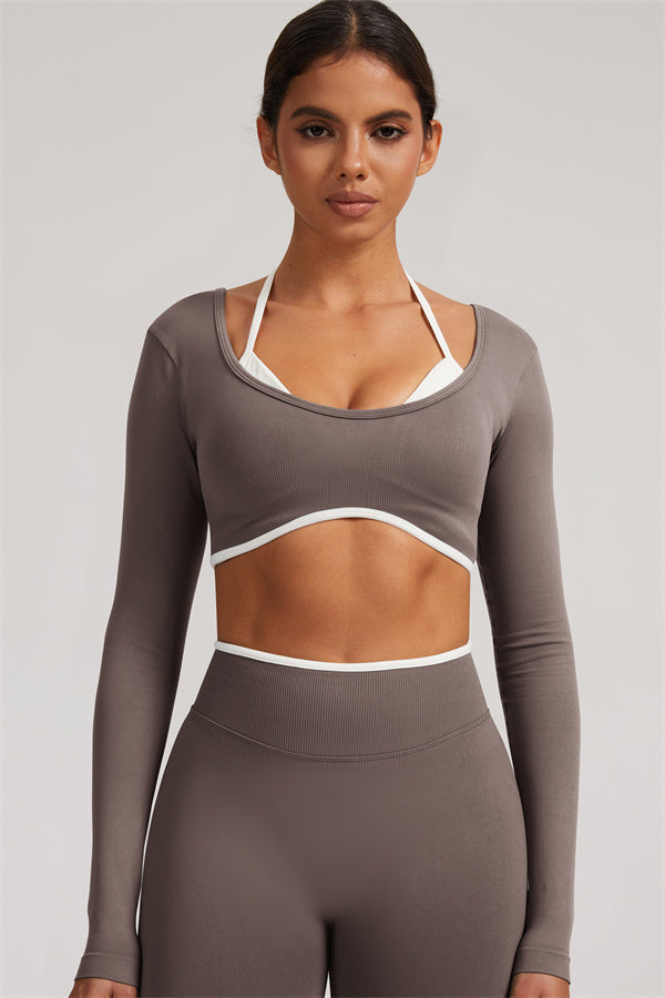 The Elevate Long Sleeve Crop top Shorts 2-Piece Set