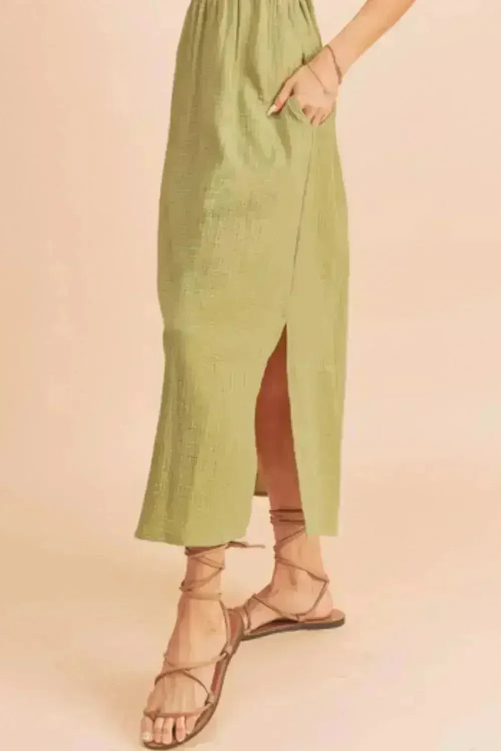 Sleeveless Side Slit Tank Dress | 100% Cotton Casual Dress - Femstylo