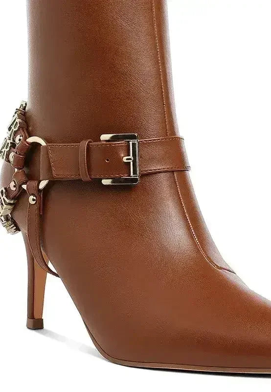 Buckle Harness Stiletto Boots - 3" Heel | Femstylo
