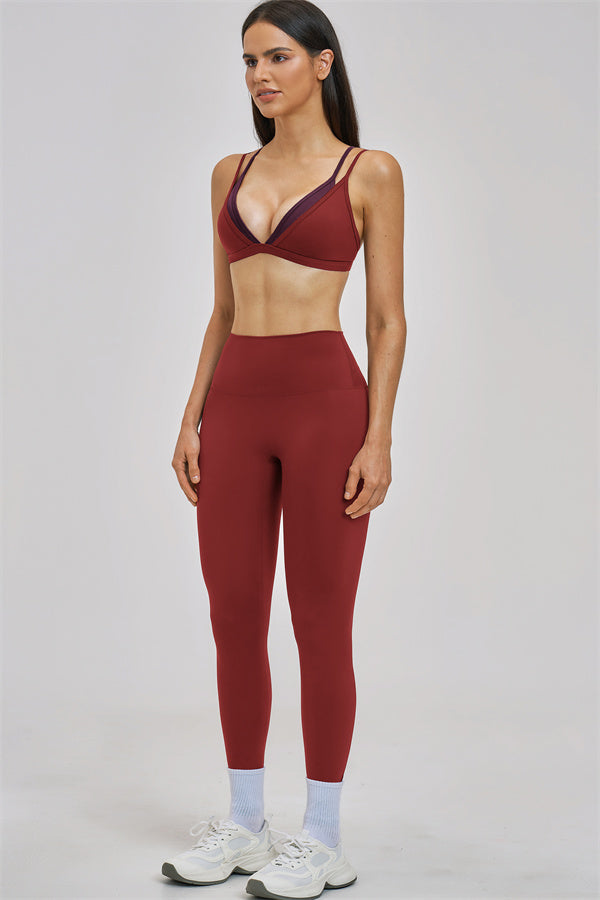 The Seraphine Layered V Sports Bra Leggings 2-Piece Set