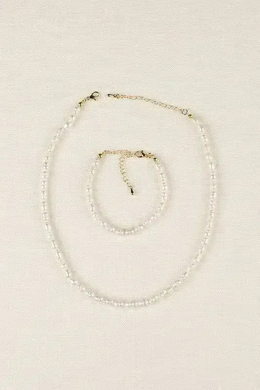 Small-sized natural pearl bracelet, necklace set