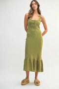 Ruffled Hem Sleeveless Crochet Knit Midi Dress For Women – Crochet Knit Dress, Unique Ruffled Hem Dress, Sleeveless Midi Dress, Summer Midi Dress, Elegant Crochet Dress