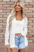 White Open Knit Cardigan - Lightweight & Machine Washable | Femstylo