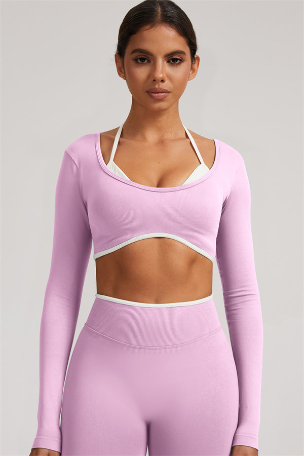 The Elevate Long Sleeve Crop top Shorts 2-Piece Set