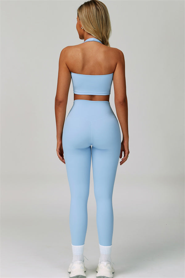 The Seraphine Halter Crop Top Leggings 2-Piece Set