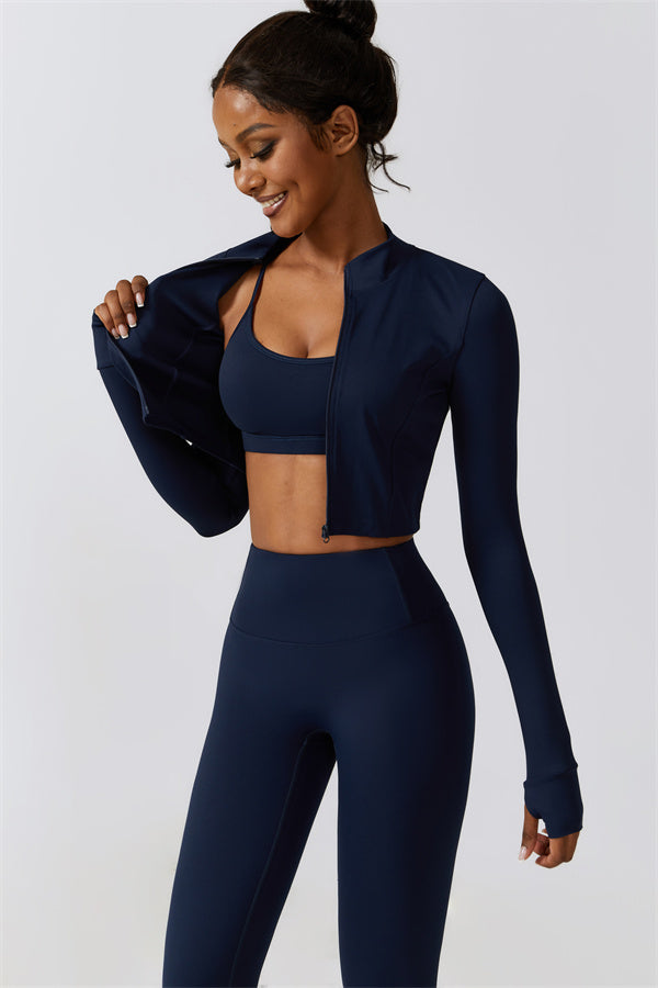 Juno Star Jacket Sports Bra Leggings 3-Piece Set