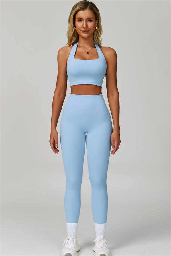 The Seraphine Halter Crop Top Leggings 2-Piece Set