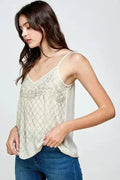 Beaded Spaghetti Strap Camisole - Embellished Cami Top for Women | Femstylo