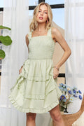 New Summer Smocked Ruffled Wide Strap Mini Dress – Feminine, Chic, Stylish, Comfortable, Perfect for Casual Days and Special Occasions