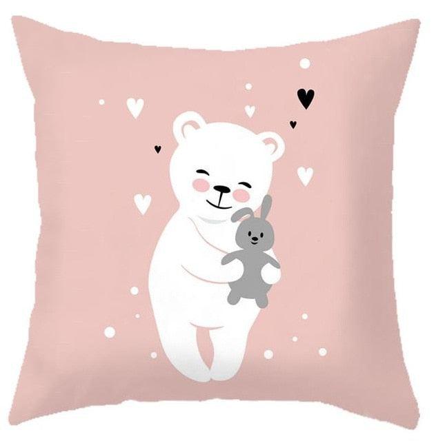 Baby Cushion Whale Print Kids Decoration Cute Rabbit Bear Eyelashes Love Decorative Bunny Pillow Case Cute Animal Little White Rabbits Pillows For Home  45x45CM