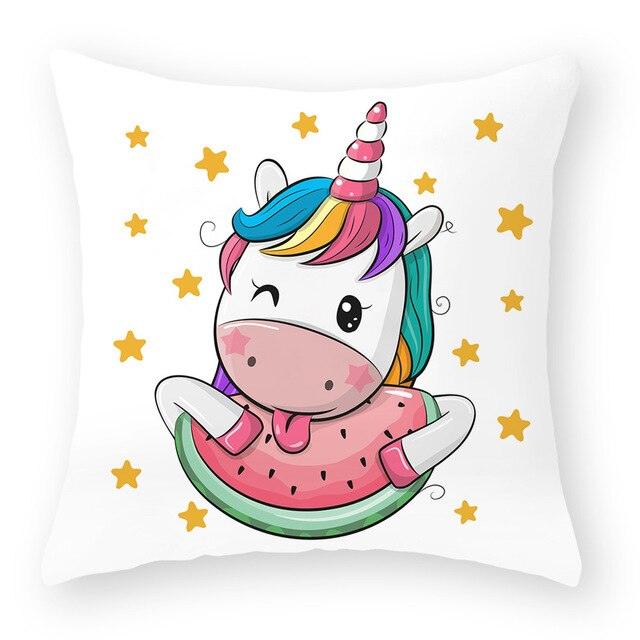 Baby Shower Unicorn Pillow Case Decorative Cute Pillowcase Pillow Protector Cushion Girl Unicorn Flowers Rose Pillow Case Sofa Bed Pillow Cover Prefect Gifts For Kids Party 45x45CM