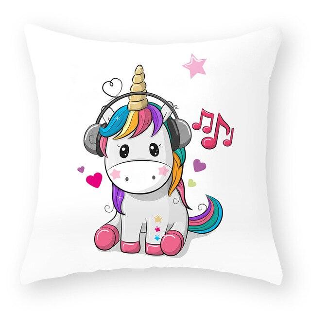 Baby Shower Unicorn Pillow Case Decorative Cute Pillowcase Pillow Protector Cushion Girl Unicorn Flowers Rose Pillow Case Sofa Bed Pillow Cover Prefect Gifts For Kids Party 45x45CM