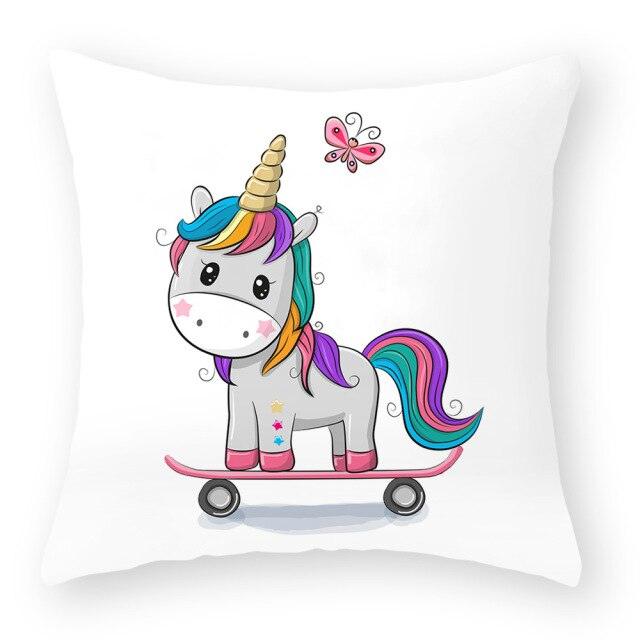 Baby Shower Unicorn Pillow Case Decorative Cute Pillowcase Pillow Protector Cushion Girl Unicorn Flowers Rose Pillow Case Sofa Bed Pillow Cover Prefect Gifts For Kids Party 45x45CM