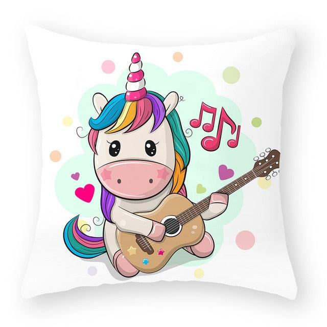 Baby Shower Unicorn Pillow Case Decorative Cute Pillowcase Pillow Protector Cushion Girl Unicorn Flowers Rose Pillow Case Sofa Bed Pillow Cover Prefect Gifts For Kids Party 45x45CM