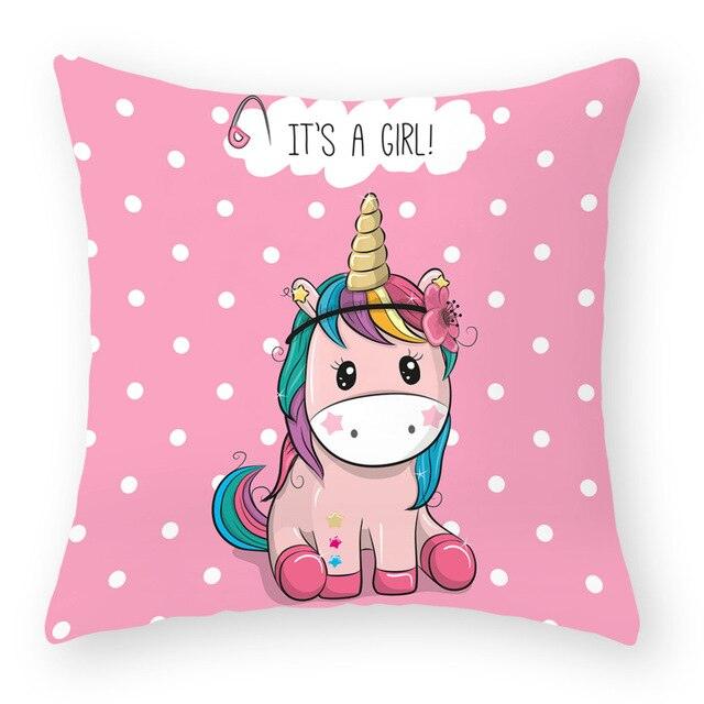 Baby Shower Unicorn Pillow Case Decorative Cute Pillowcase Pillow Protector Cushion Girl Unicorn Flowers Rose Pillow Case Sofa Bed Pillow Cover Prefect Gifts For Kids Party 45x45CM