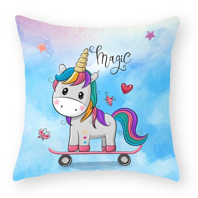 Baby Shower Unicorn Pillow Case Decorative Cute Pillowcase Pillow Protector Cushion Girl Unicorn Flowers Rose Pillow Case Sofa Bed Pillow Cover Prefect Gifts For Kids Party 45x45CM